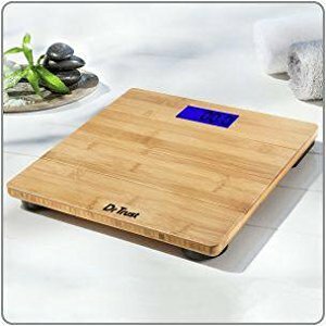 Dr. Trust Modern Genuine Luxury Bamboo Personal Scale with Digital Blue Backlight Screen Weighing Scale 