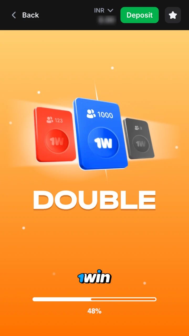 Click on the Double game icon at 1win casino section.