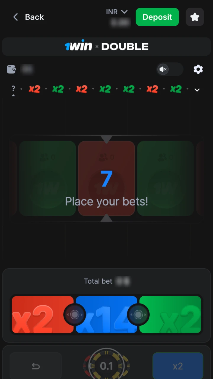 Enter the minimum deposit amount for 1win in Double.