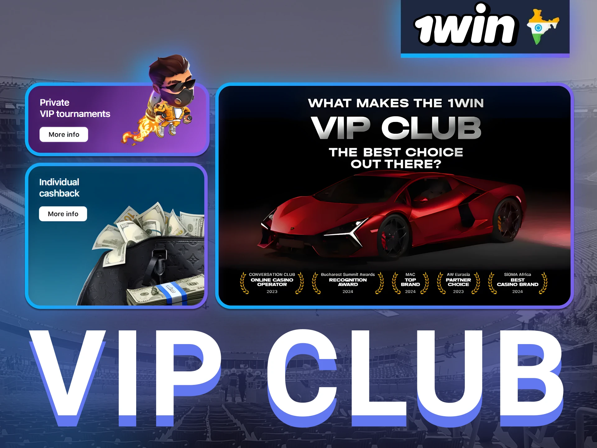 Join the 1win VIP club and earn rewards.