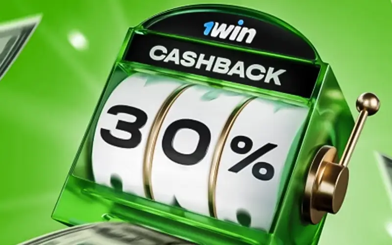 You get up to 30% weekly cashback on the official 1win website.